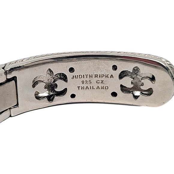 Judith Ripka Sterling Silver CZ Diamonique Hinged Cuff Bracelet #12156 - Picture 8 of 10